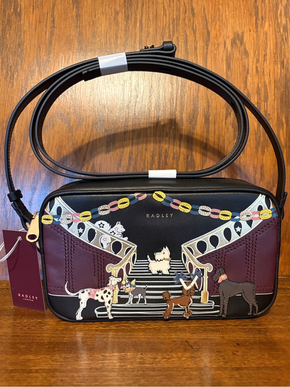 NWT-Radley London🐩Party🐕‍🦺Pals🐕Small Zip Top Crossbody Bag-Black-$328